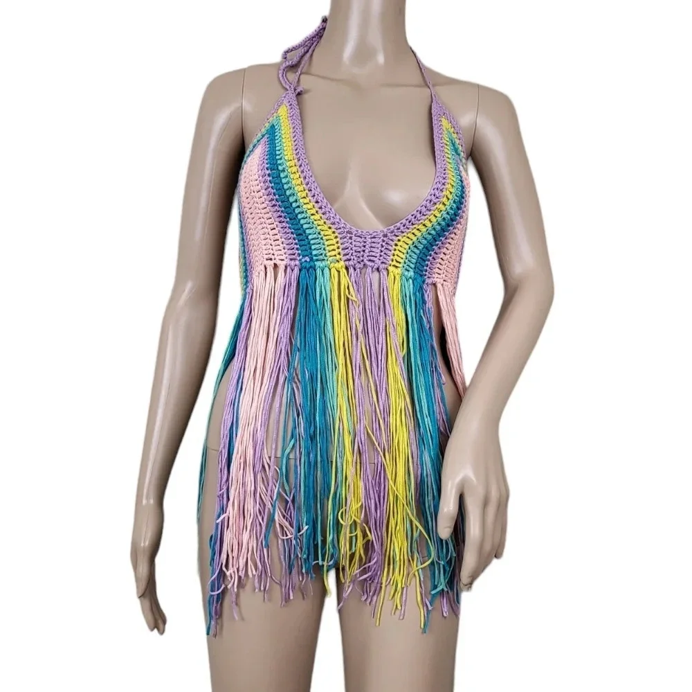 Shell Decor Fringe Hem Bikini Swimsuit